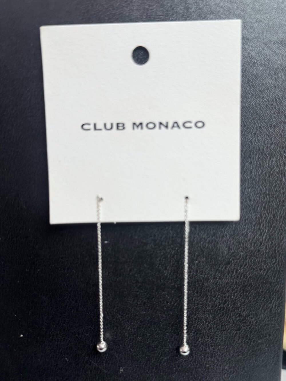 NWT Club Monaco Tiny Ball Threader Earrings - Silver